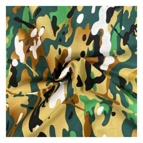 Green Camo Cotton Poplin Fabric by the Metre